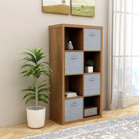 8-Cube Organizer Storage Bookcase with Open Back Shelves for Home Office Walnut Color