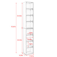 8-Tier Slim Media Tower Rack Adjustable Shelves Tall Bookcase Storage Cabinet for Home Office Display