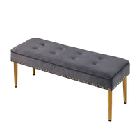 Large Storage Benches with Nailhead Trim Tufted Velvet 2 in 1 Combination for Living Room Entryway Hallway Bedroom Gold Legs 250lbs Capacity