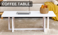 Chinese Style White Solid Wood Imitation Rattan Rectangular Coffee Table Small Living Room Low Table
