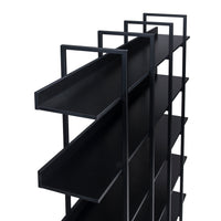 5 Tier Bookcase Home Office Open Bookshelf, Vintage Industrial Style Shelf With Metal Frame, MDF Board