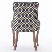 Ultra Side Dining Chair, Thickened fabric chairs with neutrally toned solid wood legs, Bronze nail head, Set of 2, Blue