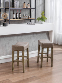 Counter Height 26" Bar Stools for Kitchen Counter Backless  Faux Leather Stools Farmhouse Island Chairs (26 Inch, Gray, Set of 2)