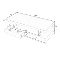 Modern LED Coffee Table with Storage and 2 Drawers, Accent Center Table with Display Shelves for Living Room, White