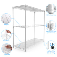 3 Tier Height Adjustable Wire Shelving Unit 1050 LBS Heavy Duty Metal Garage Storage Rack White