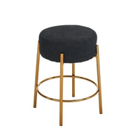 Contemporary Set of 2 24 Inch Upholstered Round Bar Stools for Kitchen and Cafe Stylish Seating