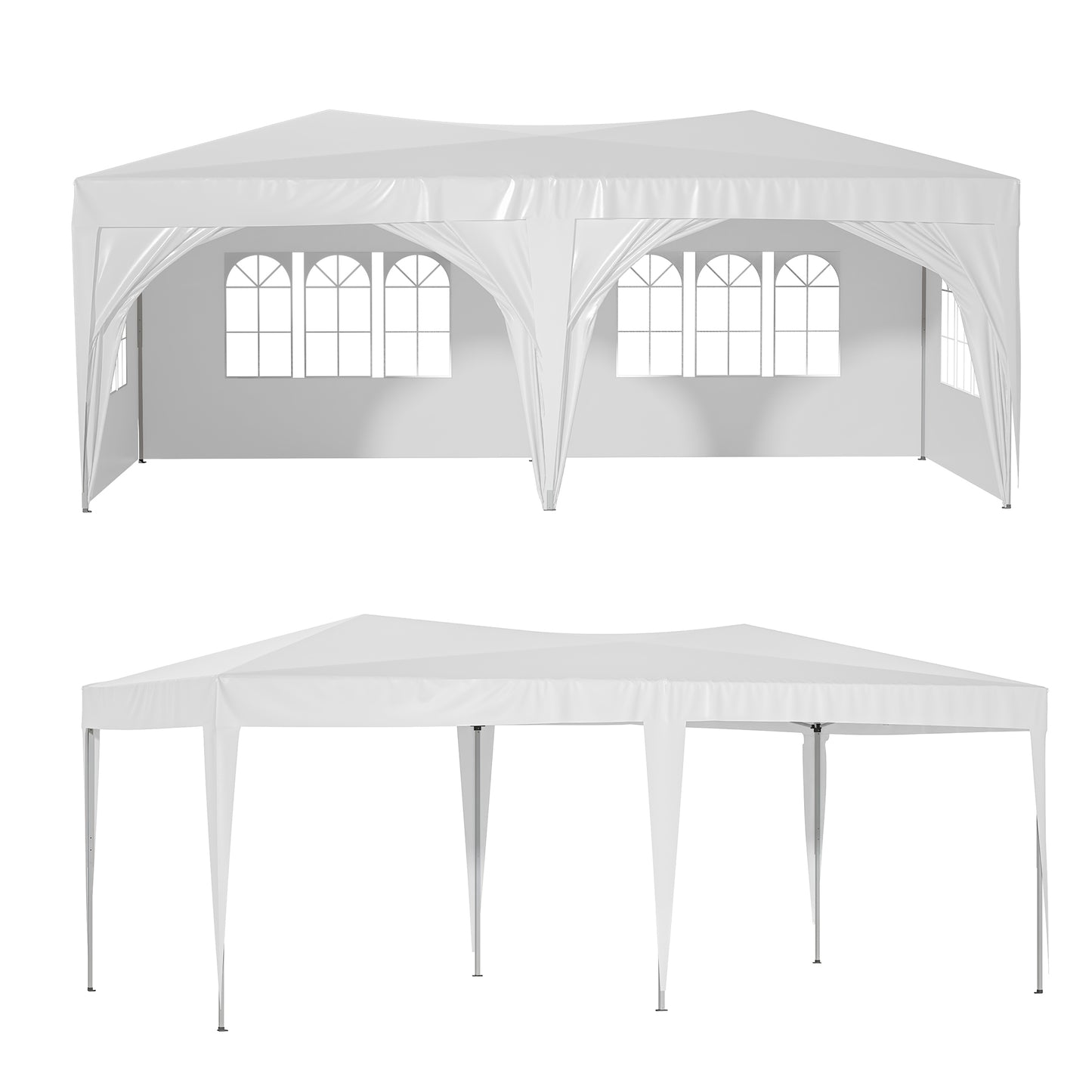 10x20 Waterproof Pop Up Canopy Tent with 6 Sidewalls Adjustable Height Carry Bag Sand Bags Ropes and Stakes for Outdoor Events