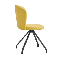 Light Yellow 360 degree  Swivel Makeup Chair PU Upholstered Vanity Chair with Black Metal Legs for Home Office Bedroom Dining Room