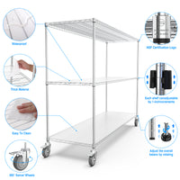 Height Adjustable 3 Tier Metal Garage Storage Shelves with Wheels Heavy Duty 3000 LBS Capacity Black Storage Rack