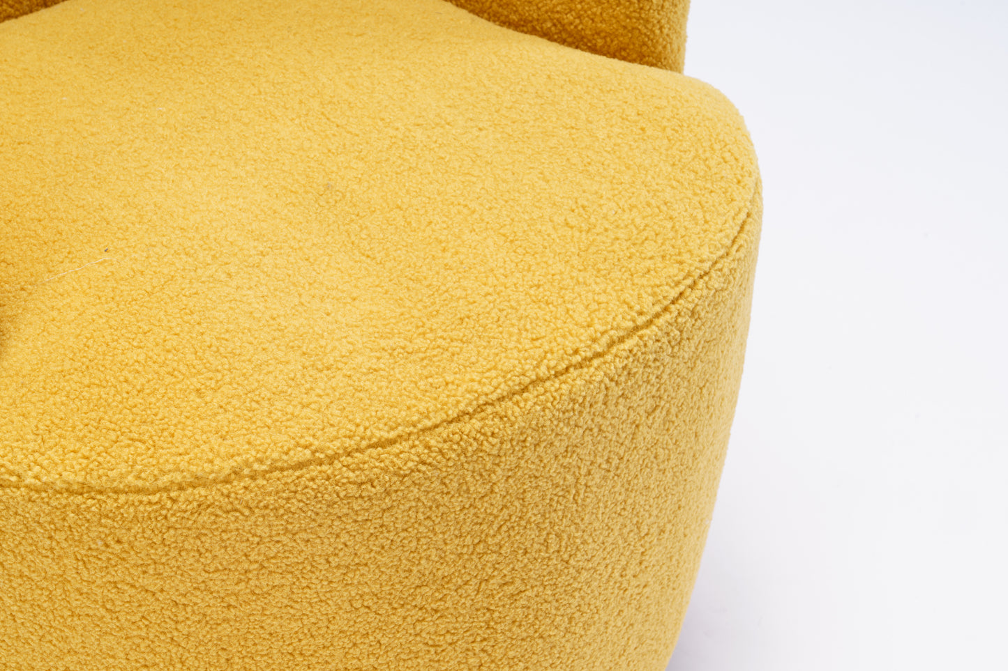 Teddy Fabric Swivel Accent Barrel Chair with Metal Ring Yellow Modern Design for Living Room