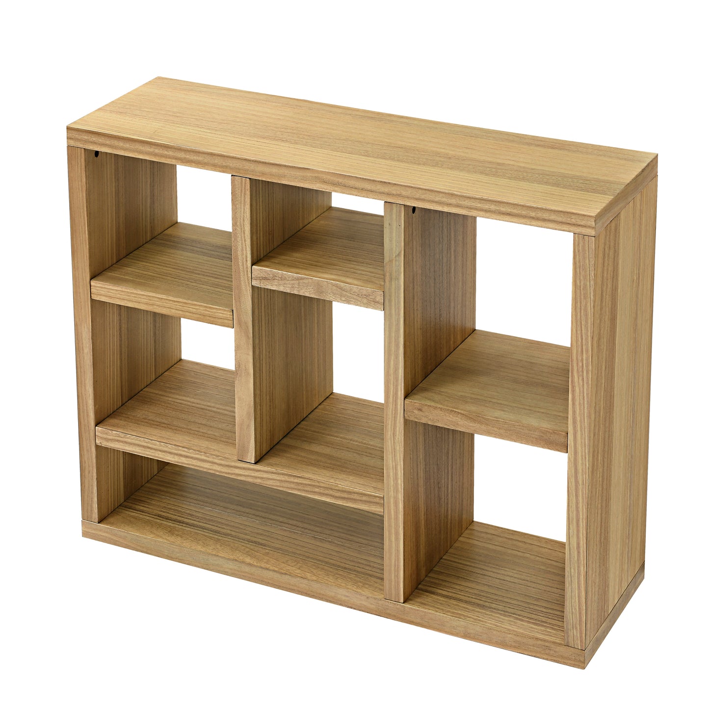 Open Wooden Shelf Bookcase Freestanding Display Storage Cabinet with 7 Cube Spaces for Living Room Entryway Storage