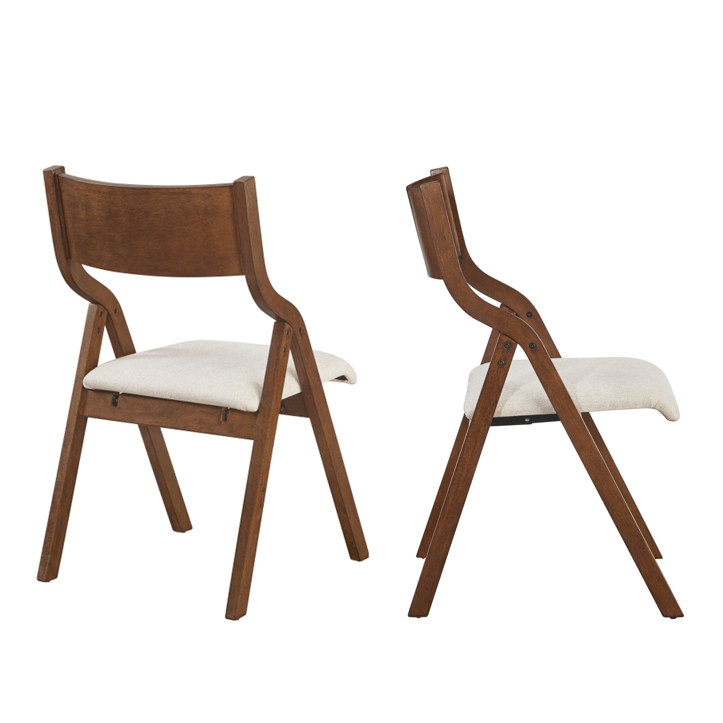 Upholstered folding Dining chair, space saving, easy to carry, Dining Room, 2-Pack-Walnut