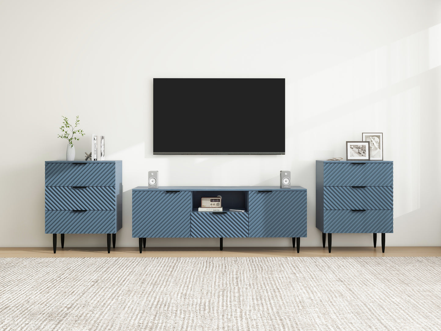 TV Stand with Solid Iron Feet Modern TV Console Table for Living Room Bedroom Storage Entertainment Center