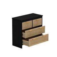 4 Drawer Rattan Storage Cabinet for Bedroom Living Room Dining Room Hallways Easy Assembly Black