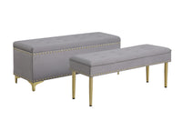 Large Storage Benches with Nailhead Trim Tufted Velvet 2 in 1 Combination for Living Room Entryway Hallway Bedroom Gold Legs 250lbs Capacity