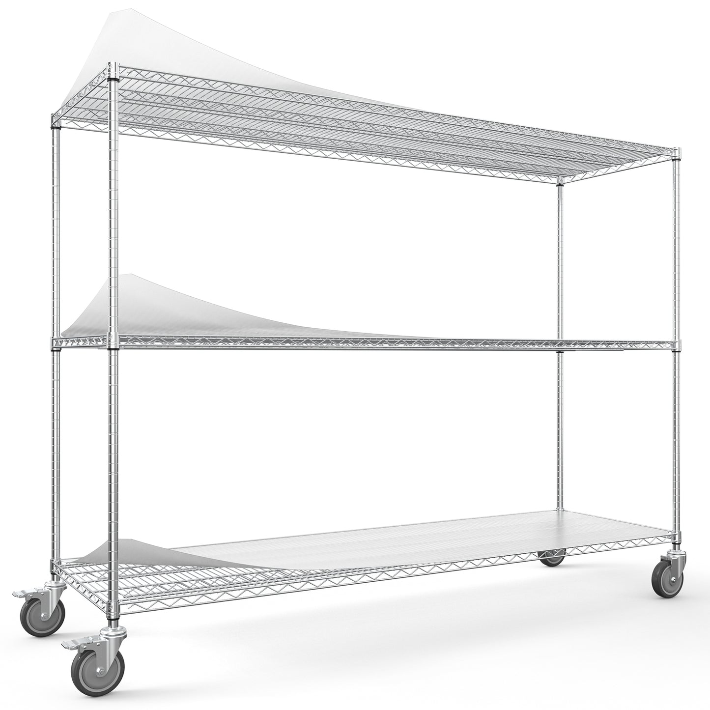 Height Adjustable 3 Tier Metal Garage Storage Shelves with Wheels Heavy Duty 3000 LBS Capacity Black Storage Rack