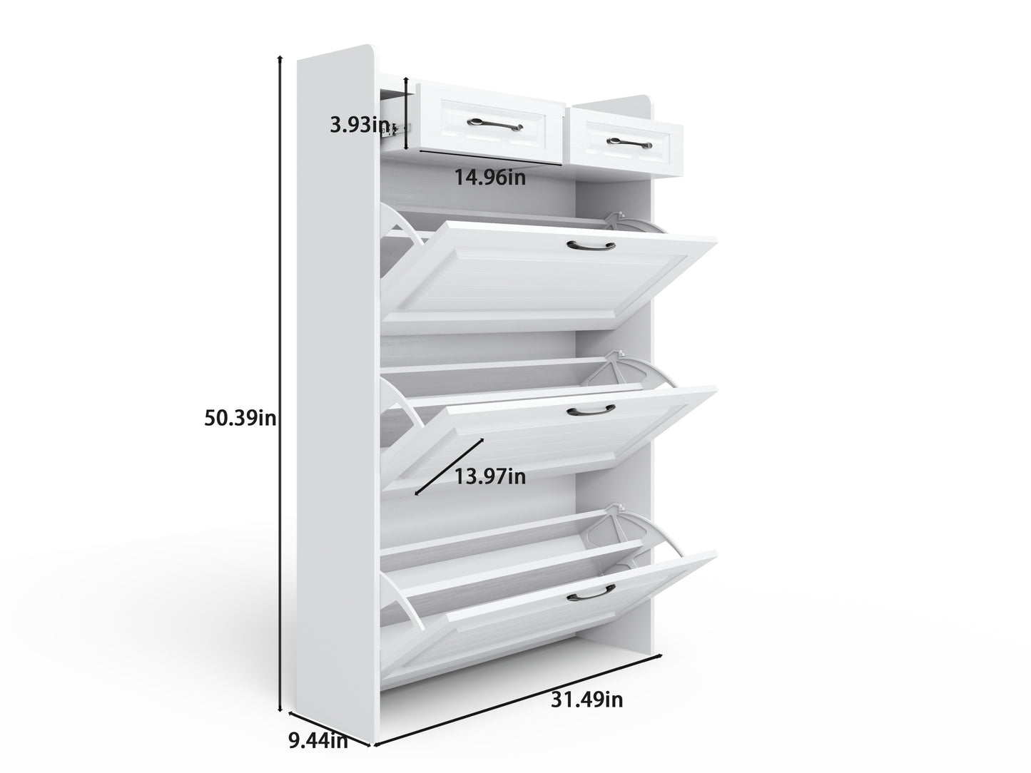 Freestanding Shoe Cabinet with Flip Door Modern Shoe Rack Storage Box for Entrances Corridors Bedrooms White Assembly Required