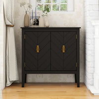 2 Door Wooden Cabinets - Vintage Black Wood Sideboard for Living Room, Dining Room, Office Storage Console Furniture