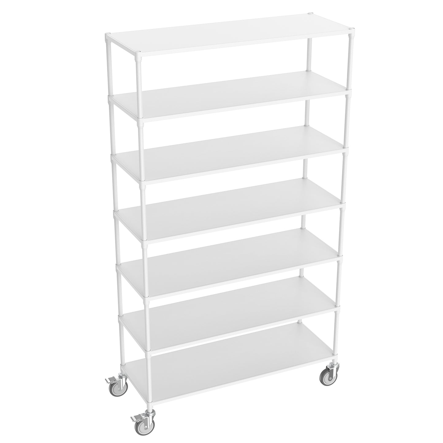 7 Tier Height Adjustable Metal Garage Storage Shelves with Wheels Heavy Duty 2800 LBS Capacity Black