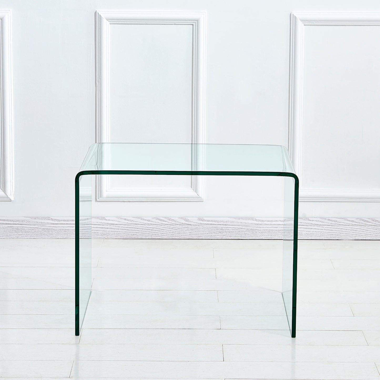 Small Clear Glass Side Table Tempered Glass End Table Modern Coffee Table for Living Room Bedroom