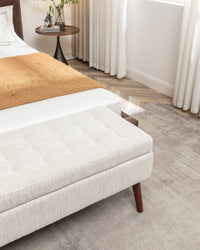 Off White Storage Bench for Bedroom or Entryway 43.7 Inch Ottoman Foot of Bed Seating Solution