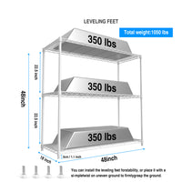 3 Tier Height Adjustable Wire Shelving Unit 1050 LBS Heavy Duty Metal Garage Storage Rack White