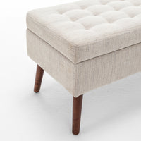 Off White Storage Bench for Bedroom or Entryway 43.7 Inch Ottoman Foot of Bed Seating Solution