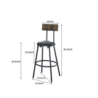 Wood Top Metal Base Industrial Bar Table with 2 Chairs Adjustable Bistro Whiskey Pub Table 47.44W x 15.75D x 35.43H