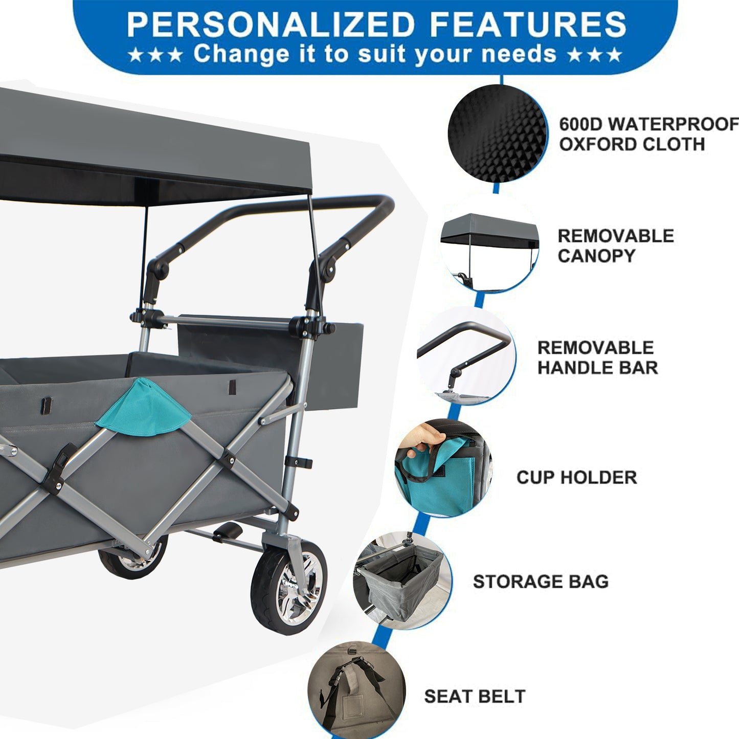 Utility Folding Wagon with Removable Canopy