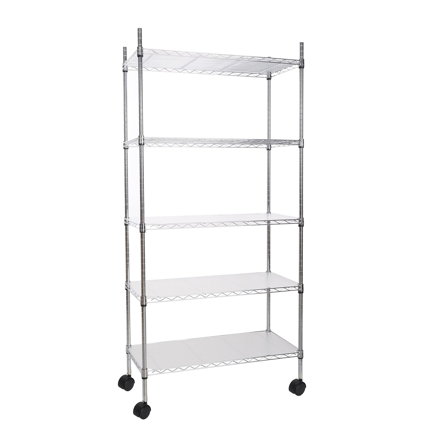 5 Tier Heavy Duty Wire Shelving Unit Adjustable Storage Shelves for Garage Kitchen Office Commercial Use Chrome Finish