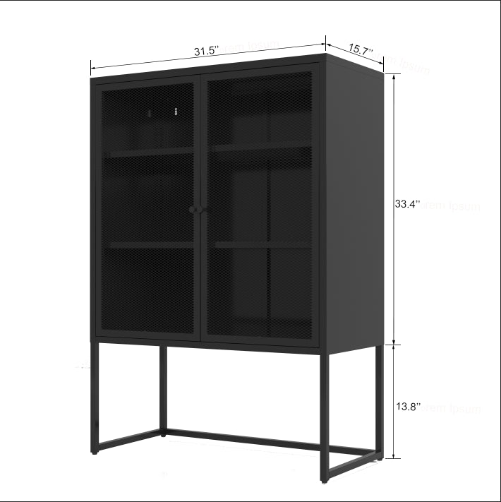 Black Storage Cabinet with Doors Modern Accent Cabinet Free Standing Buffet Sideboard for Bedroom Kitchen Home Office