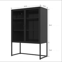 Black Storage Cabinet with Doors Modern Accent Cabinet Free Standing Buffet Sideboard for Bedroom Kitchen Home Office