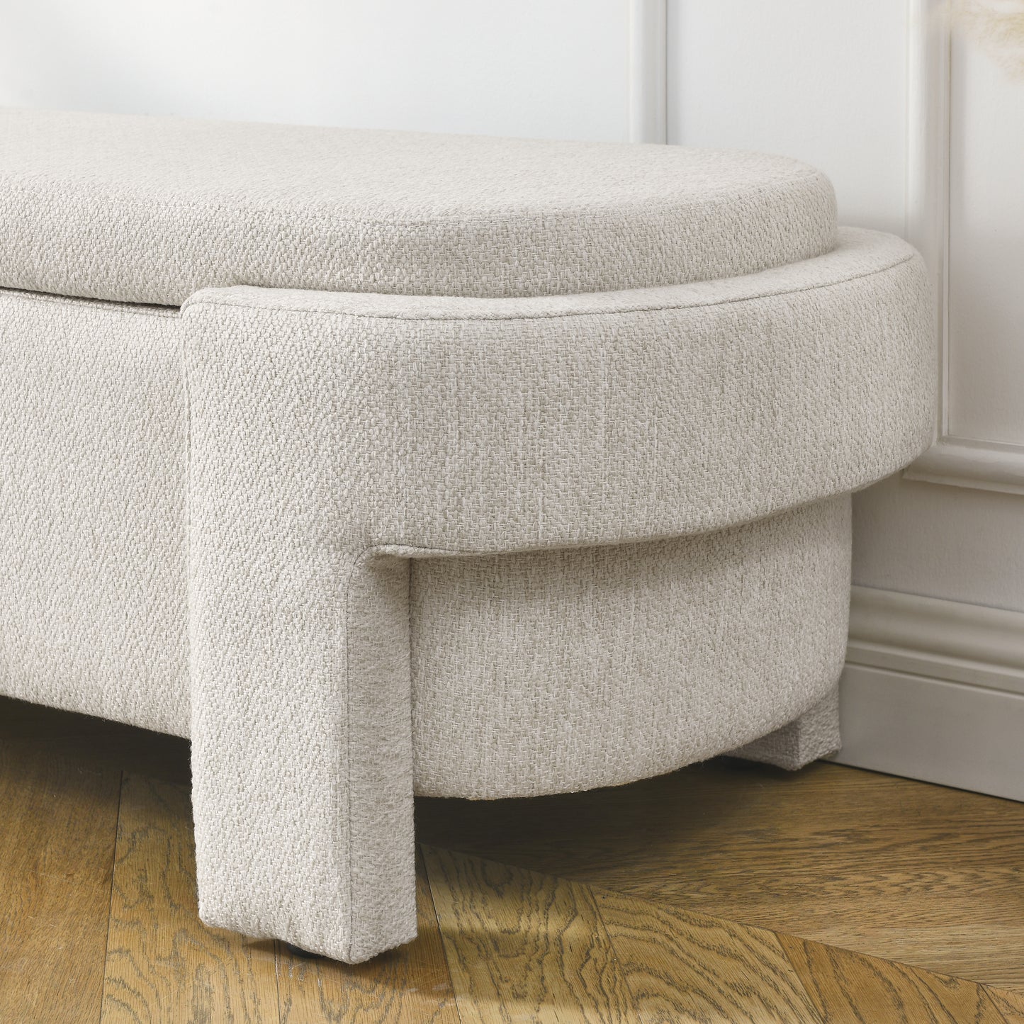 Linen Upholstered Storage Bench with Foam Padded Seat for Living Room Bedroom Entryway 51.5x20.5x17 250lbs Capacity