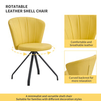 Light Yellow 360 degree  Swivel Makeup Chair PU Upholstered Vanity Chair with Black Metal Legs for Home Office Bedroom Dining Room