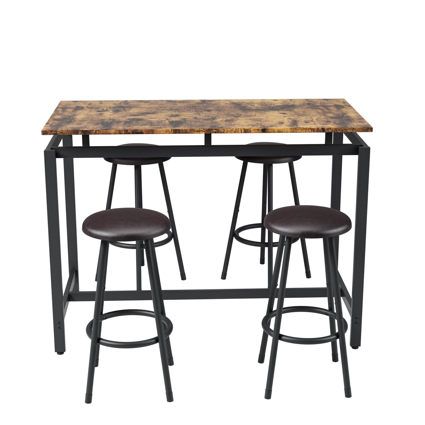 5-Piece Counter Height Kitchen Dining Table Set with Bar Table and 4 Stools - Modern Space-Saving Furniture for Dining Room or Kitchen