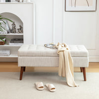 Off White Storage Bench for Bedroom or Entryway 43.7 Inch Ottoman Foot of Bed Seating Solution