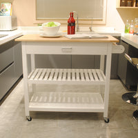 Mobile Kitchen Island Cart with Lockable Wheels, Simple Design for Food Display, Large Drawer for Kitchen Storage