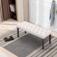 Upholstered Tufted Velvet Bench Ottoman for Dining Room Entryway Living Room Footrest Stool Beige