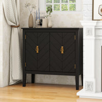 2 Door Wooden Cabinets - Vintage Black Wood Sideboard for Living Room, Dining Room, Office Storage Console Furniture