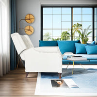 Modern Beige Reclining Armchair with Adjustable Back and Padded Cushion for Living Room and Bedroom