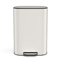 13 Gallon 50L Kitchen Foot Pedal Trash Can Soft Close Stainless Steel White Ellipse Bin