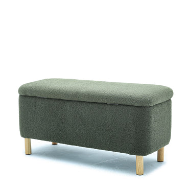 Upholstered Storage Ottoman Entryway Bench Green Modern Design for Living Room Bedroom Organization