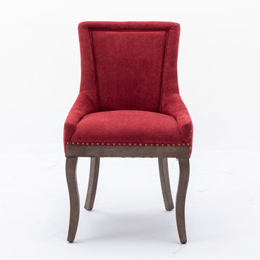 Ultra Side Dining Chair,Thickened fabric chairs with neutrally toned solid wood legs,Bronze nail head,Set of 2,Wine Red,Burgundy,SW1807WR