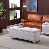 Large Storage Benches with Nailhead Trim Tufted Velvet 2 in 1 Combination for Living Room Entryway Hallway Bedroom Gold Legs 250lbs Capacity