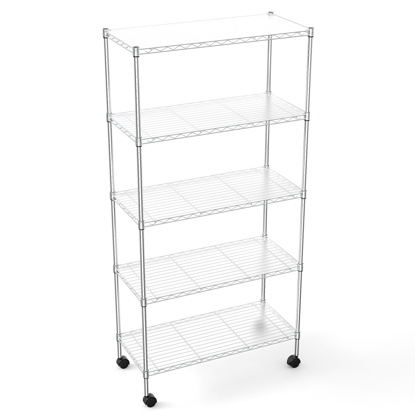 5 Tier Heavy Duty Wire Shelving Unit Adjustable Metal Storage Shelves for Garage Kitchen Office Commercial Use Chrome Finish