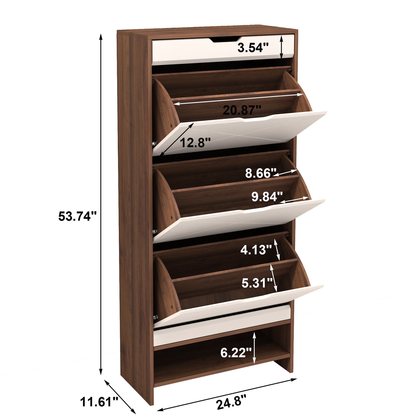 3 Tier Shoe Storage Cabinet with Drawers for Entryway Bedroom Flip Door Design Space Saving Organizer