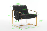 Dual Armchair Set in One Box Upholstered Hanging Chairs with Arm Pockets Metal Frame Dark Gray Crushed Foam Cushions for Living Room Bedroom