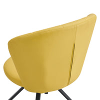 Light Yellow 360 degree  Swivel Makeup Chair PU Upholstered Vanity Chair with Black Metal Legs for Home Office Bedroom Dining Room