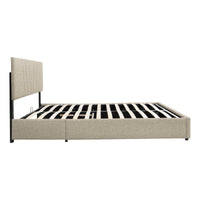 Stylish Grey Upholstered Platform Bed with Storage and Tufted Headboard for Kids Teens and Adults