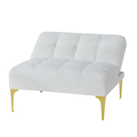 Convertible Single Sofa Bed Futon With Gold Metal Legs Teddy Fabric